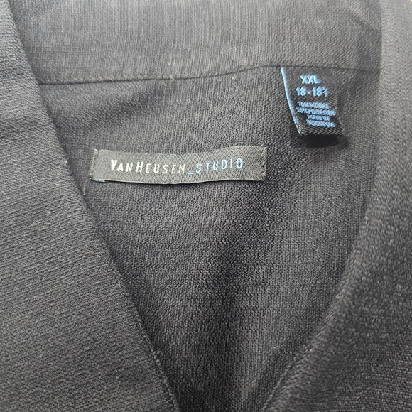 Van Heusen Mens XXL 2XL Black Button Down Short Sleeve Colorblock Bowling Shirt - Picture 2 of 5